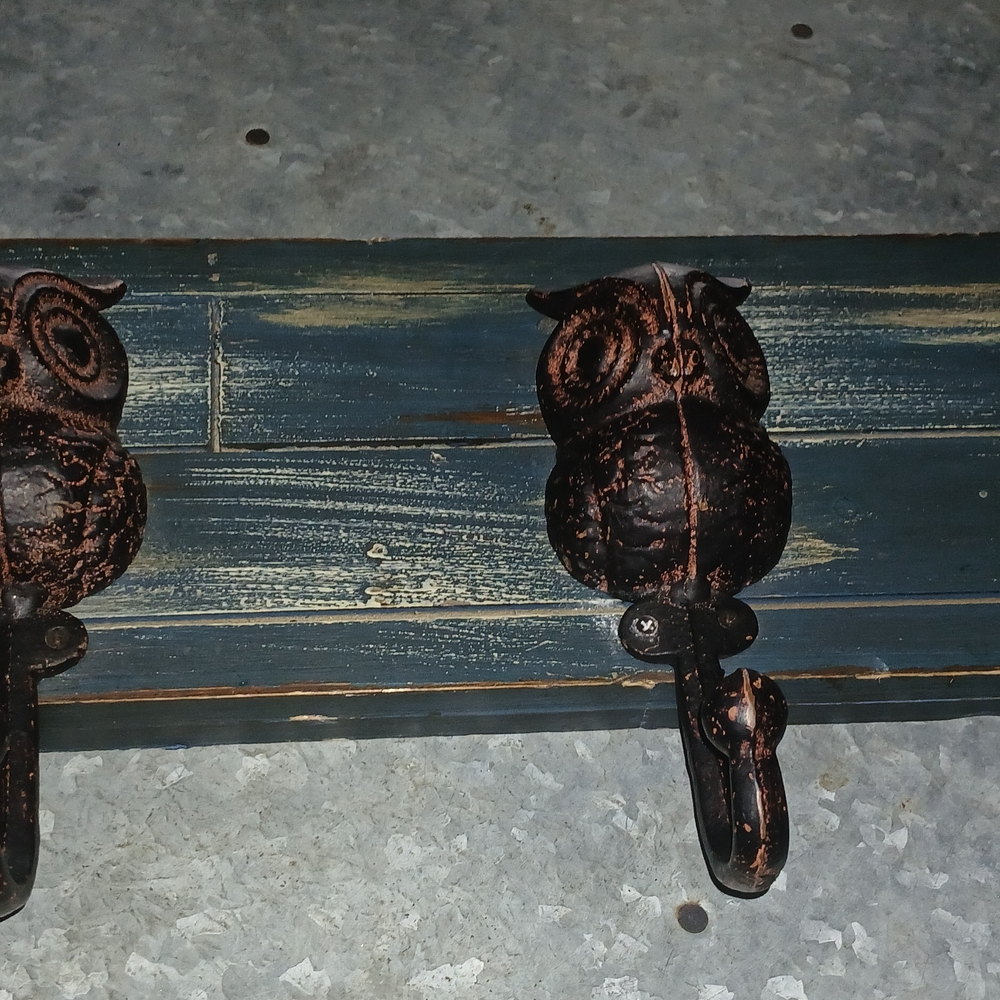 Rustic Owl Wall Hooks - Brown and Black